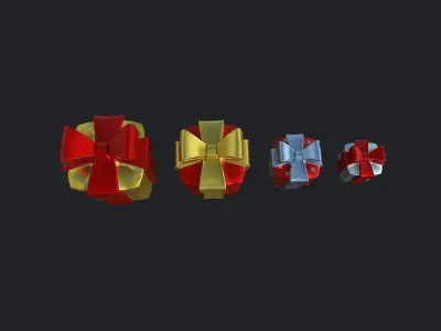 Gifts christmas gift boxes Low-poly 3D model