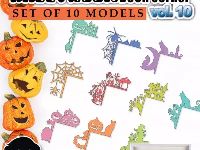HALLOWEEN DOOR OR WINDOW CORNER SET OF 10 MODELS VOL 10 3D print model