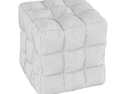 Pouf Cube colored fur 3D model