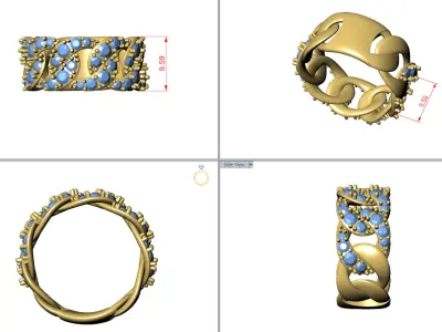  CUBAN CHAIN RING MIAMI diiamond Ring 3dmodel 3D print model 3D print model
