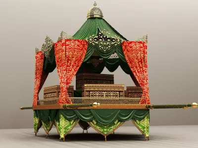 Palanquin 2 traditional islamic tent with canopy 3D model
