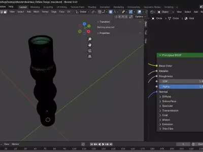 Golden Green Vase Set 06-Blender Procedural 3D Model  3D model