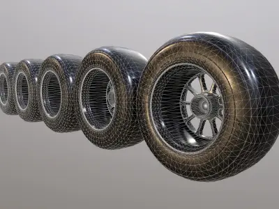 F1 wheels potenza bridgestone game ready Low-poly 3D model