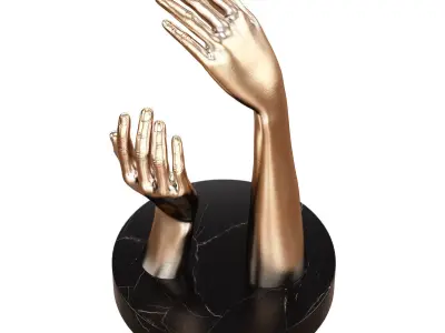 Two decorative hands on a round stand 3D model