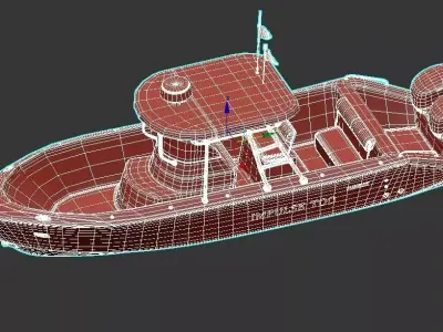 Center Console Fishing Boat with T-Top Twin Outboard 3D model 3D model