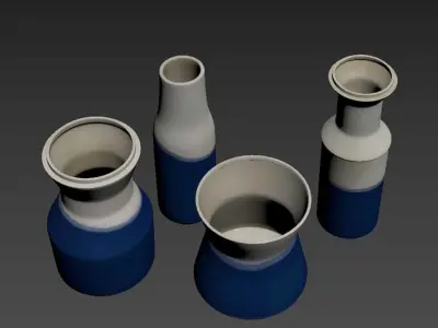 Dipped blue vases 3D model