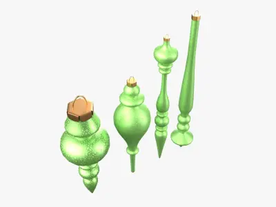Christmas Tree Ornament Set11 - Turquoise Green  Low-poly 3D model