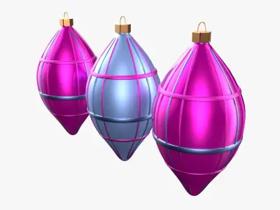 Christmas Tree Ornament Set6 - Pink LightBlue Low-poly 3D model