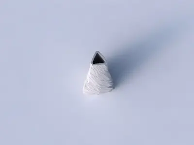 Vase puffy tipped triangle with fine twisted organic cells 3D print model