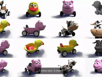 Cartoon cars 3D Model Pack