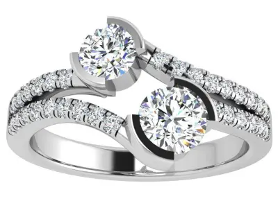 Round Half Bezel Diamond Ring 4347 3D print model
