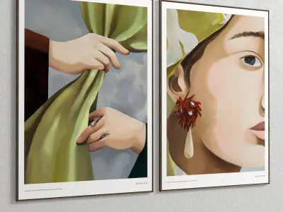 Plaster Two Photo Frame E-24 Low-poly 3D model