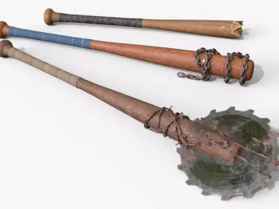 Baseball Bats Assets 02 Low-poly 3D model