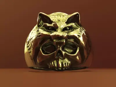 wolf and skull ring for 3d printing 3D print model
