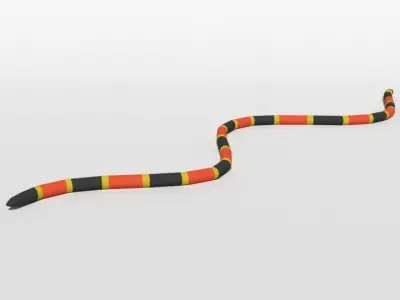 Low Poly Cartoon Coral Snake Low-poly 3D model