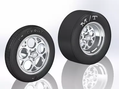 Set of wheels Summit Drag-Thrust for scale model dragster 3D print model