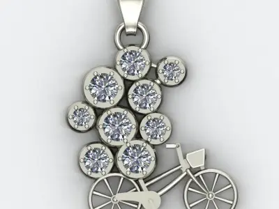 Bicyle With Diamond Pendants 3D print model