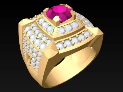 Diamond Rings - Mens Ring - N5238 3D print model