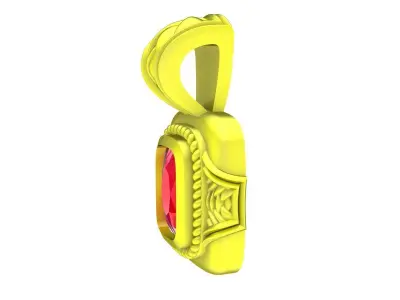 Luxury Rectangular Ruby Pendant for Men  5040 3D print model