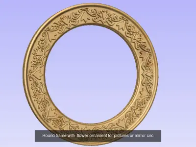 Round frames with ornament for pictures photo mirror cnc 3D Model Collection