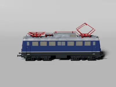Blue German electric locomotive 3D model