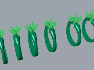 Solitaire 6 prongs from half carat to 3 carat USA size 7 3D print model