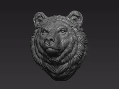 Bear gloomy head 3D print model
