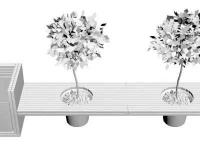 Wooden eco design bench 3D model