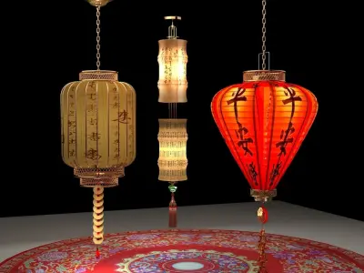 Chinese red lantern 3D model