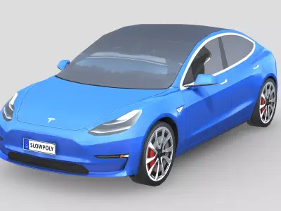 Tesla Model 3 2021 Low-poly 3D model