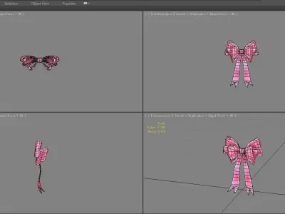 cartoon pink bow tie Low-poly 3D model