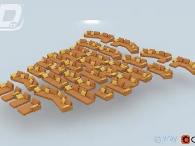 Amber Sofa Modular Set 3D model