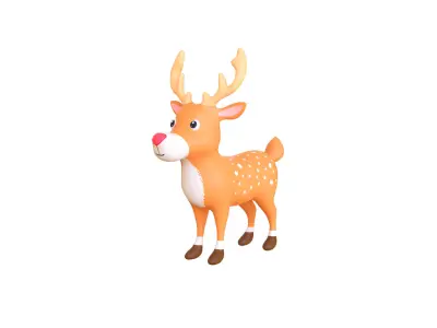 Cartoon Reindeer 2 Cute  Low-poly 3D model