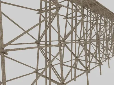 Wood trestle bridge adapted for your games  Low-poly 3D model