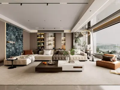 Modern living room 3D model 3D model