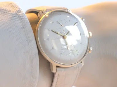 Minimalist Watch 1 - Chronoscope - White Dial x Gold Case Low-poly 3D model