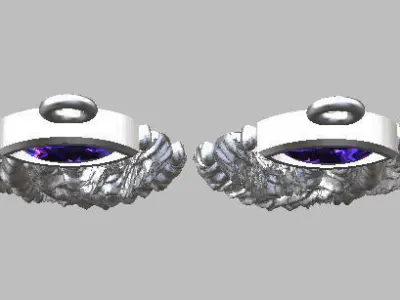 gem stone texture oxidize earring  3D print model