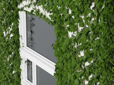 Balcony with ivy covered wall 3d model Low-poly 3D model