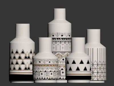 Set handmade ceramic vases 3D model