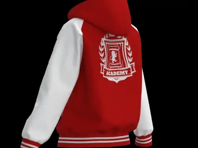 Female raglan varsity jacket 3D model
