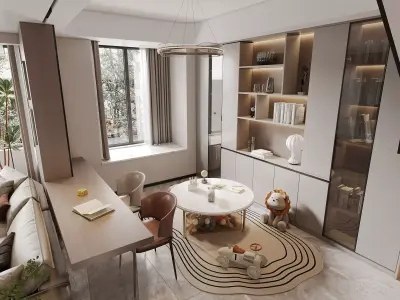 Modern living room dining room interior scenes 336 3D model