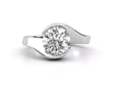 dmc-03 solitaire engagement ring with oval cut diamond 3D print model