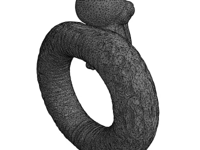 Stylized Metallic Octopus Ring Sculpture Low-poly 3D model