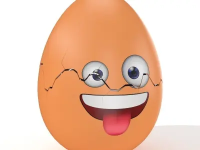 Egg Cracked Emoji N015 Low-poly 3D model