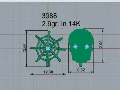 Spider Net Skeleton Earring 3988 3D print model