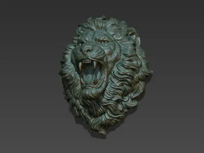 Lion head angry 3D print model