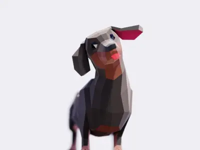 Dachshund Dogs Low-poly 3D model