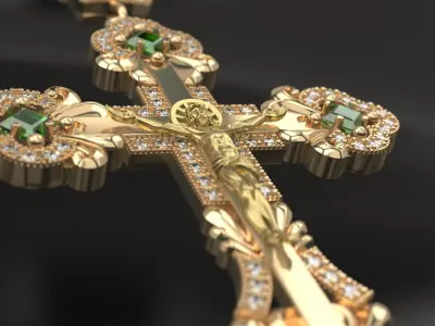Diamond cross with crucifixion 3D print model