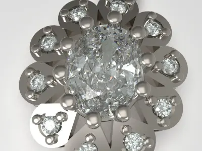 Pendant with oval gem 3D print model purchase
