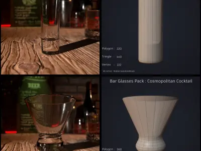 Bar Glass Pack Low-poly 3D model